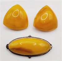 (NO) Butterscotch Amber Clip-on Earrings (1") and