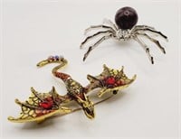 (DD) Dragon Brooch and Spider Figurine (2-1/4"