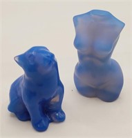 (DD) Opaque Blue Stone Torso and Fox (1-5/8"