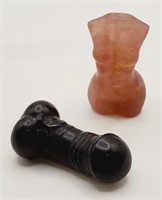 (DD) Pink Jade Torso and Stone Phallus (1-5/8"