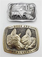 (NO) Cow and Hogs Are Beautiful Belt Buckles