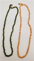 (NO) Jade and Coral Beaded Necklaces - Clasp are
