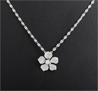 14K White Gold Diamond Flower Pendant