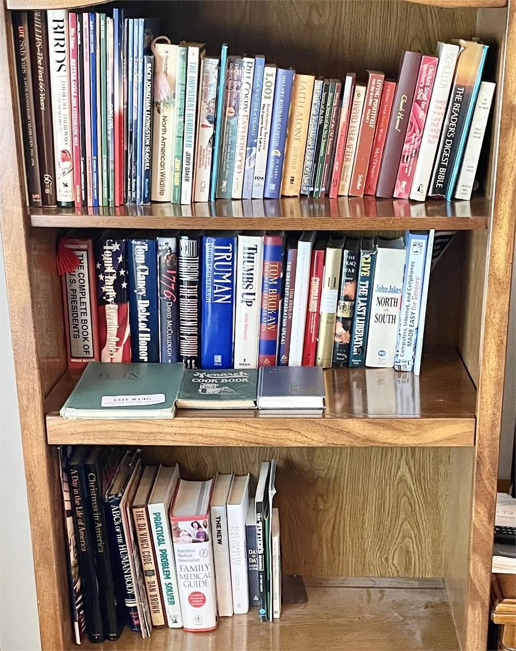 Contents of bookcase --travel, medical, bird books