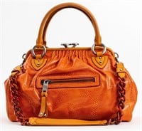 Marc Jacobs Orange Snakeskin Leather Handbag