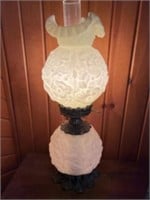 FENTON poppy lamp. Looks mint green to me, but