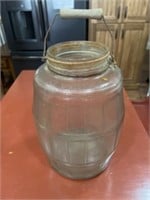 Old pickle jar with wood grip on handle do not