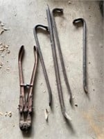 HK PORTER bolt cutters, and four pry bars