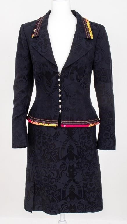 Christian LaCroix Black Embroidered Cotton Suit