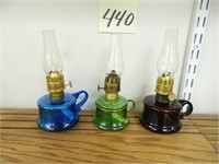 (3) Miniature Finger Lamps - (2) Butter Cup &