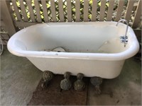 Claw foot bath tub, Weathered bathtub with extra