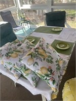 Meyer Spring Lemon throw pillows, table cloth, 8