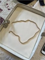 Costume pearl necklace and bracelet
