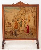 Mahogany Fire Screen with Tapestry, 19th Century