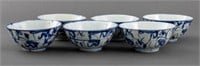 Chinese Blue & White Porcelain Rice Bowls, 6