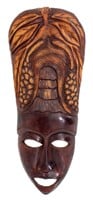 African Female Face Carved Wood Mask