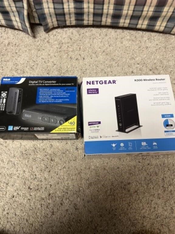 Neat gear wireless router and RCA television