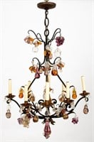 Italian Cage Form Glass Hung Chandelier, 21st C.