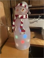 Frosted glass snowman with rotating colorful