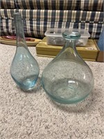 Two blue vases
