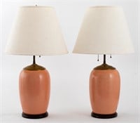 Chinese Pink Crackle Glazed Vases Mounted Lamps, 2