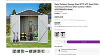 E1128   6ft X 4ft Metal Outdoor Storage Shed Gray