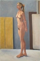 Penny Purpura Standing Nude Woman Oil on Canvas