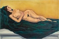 Penny Purpura Reclining Nude Woman Oil on Canvas