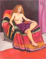 Penny Purpura Seated Nude Woman Oil on Canvas