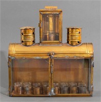 Brass Oil Lamp Menorah, 19th C.