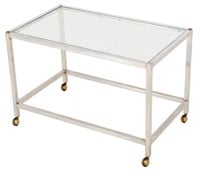 Postmodern Chrome Glass Topped Coffee Table
