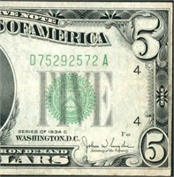 $5 1934 C Federal Reserve Note ((VF+))
