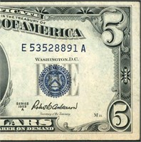 $5 1953 A Silver Certfiicate ((VF+++))