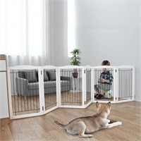 Foldable Wood Dog Gate 6 Panels 120Wx32H