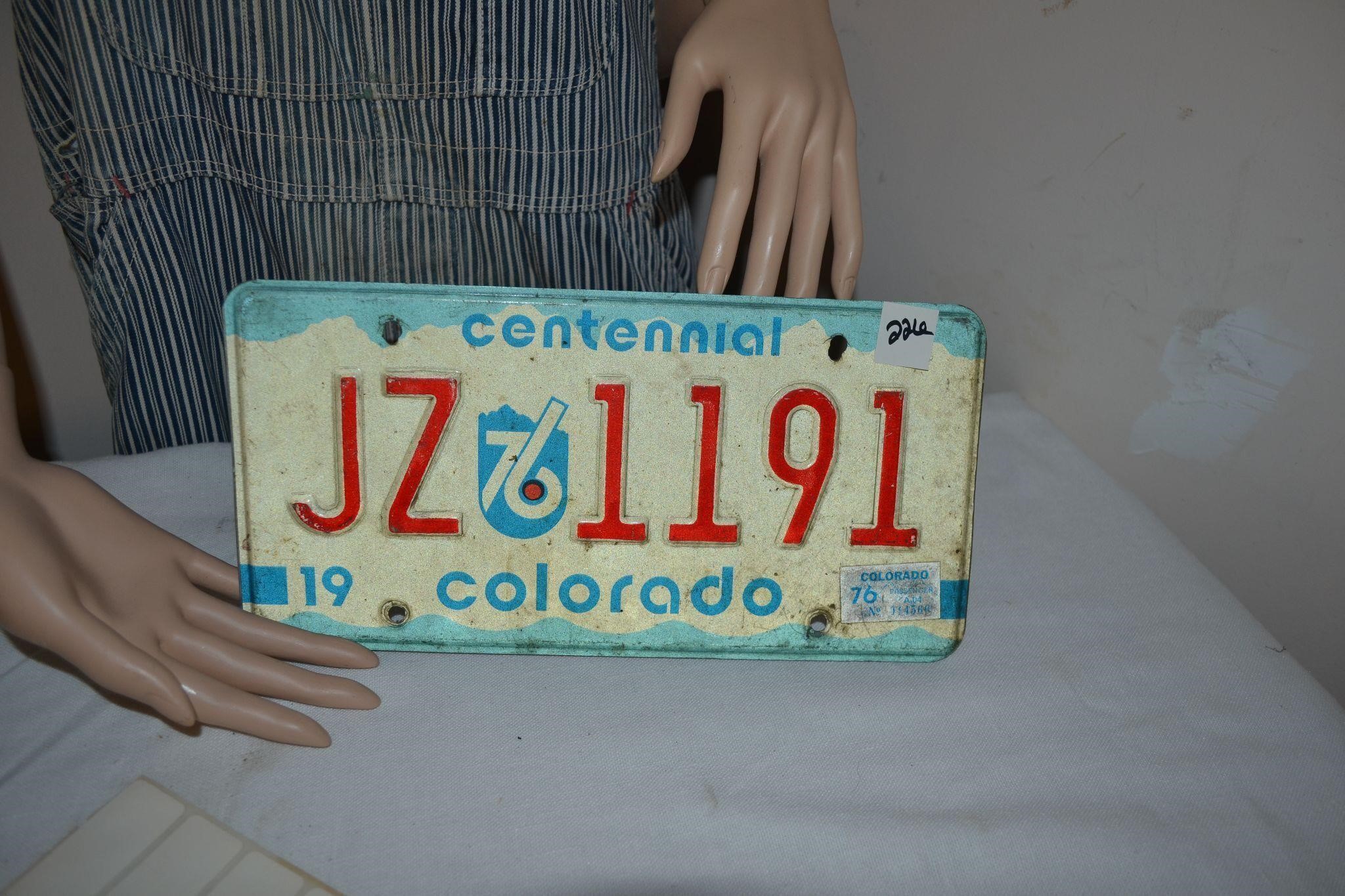 Colorado Centennial License Plate 1976