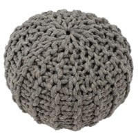 Decor Therapy Chunky Gray Knit Yarn Round Pouf