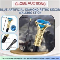 BLUE ARTIFICIAL DIAMOND RETRO DECOR WALKING STICK