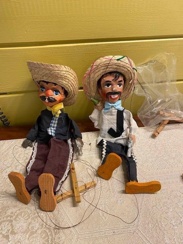 Pair Vintage Mexican Bandido Puppets