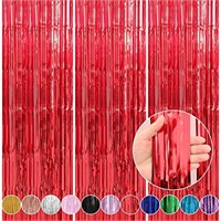 Crosize 3 Pack 3.3 x 6 ft Red Foil Fringe Curtai