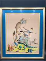 Framed 16x20” Original Monkey Drawing