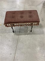 Padded Footstool with Wrought Iron Legs 23x11x15
