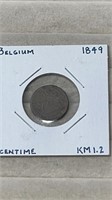 1849 Belgium 1 Centesimi Coin