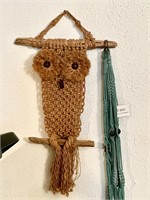 Macrame owl and plant holders