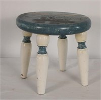 SMALL FOOT STOOL WITH LOON PAINTING
