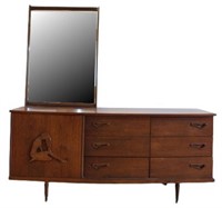 BEAUTIFUL MCM WALNUT DRESSER W SLIDING PANEL