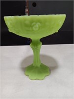 Fenton-Lime Green Cabbage Rose Candy Dish