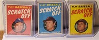 3 Baseball Scratch Off Cards 1970