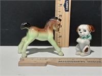 Vintage Ceramic Horse and Dog Figurines