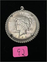 1926 Silver Peace Dollar in Bezel