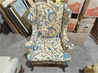 Antique embroidered Queen Anne Chair